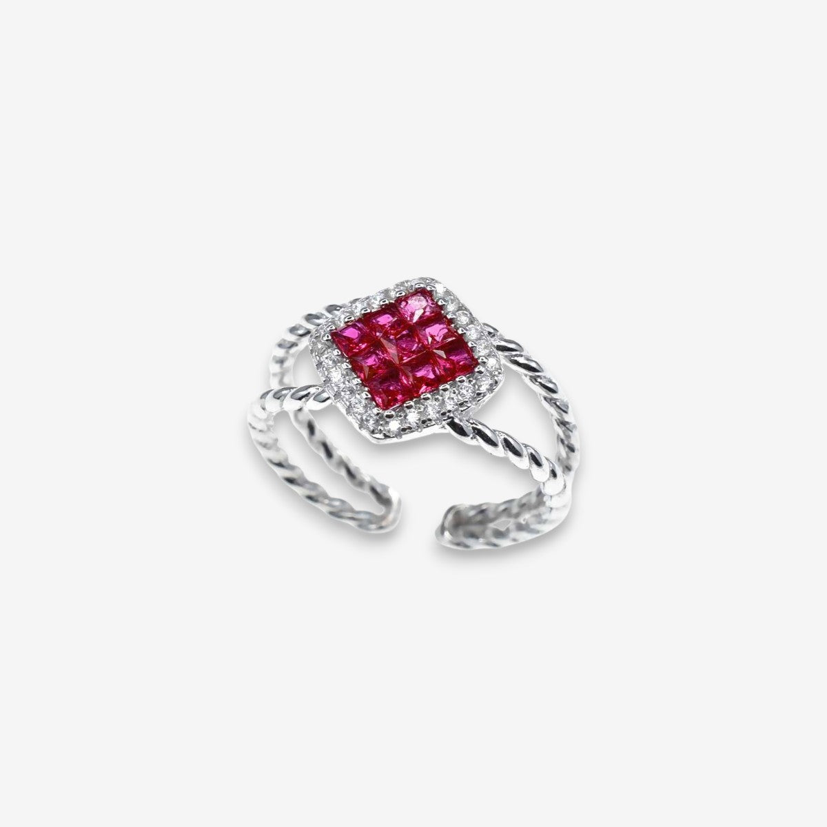 Anello Donna Rombo in Argento 925 Regolabile con zirconi