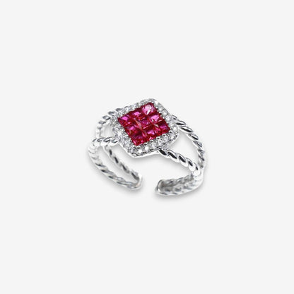 Anello Donna Rombo in Argento 925 Regolabile con zirconi