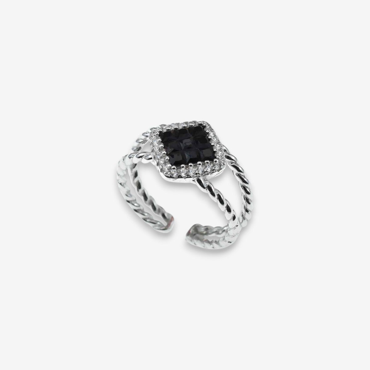 Anello Donna Rombo in Argento 925 Regolabile con zirconi