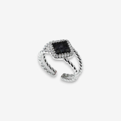 Anello Donna Rombo in Argento 925 Regolabile con zirconi