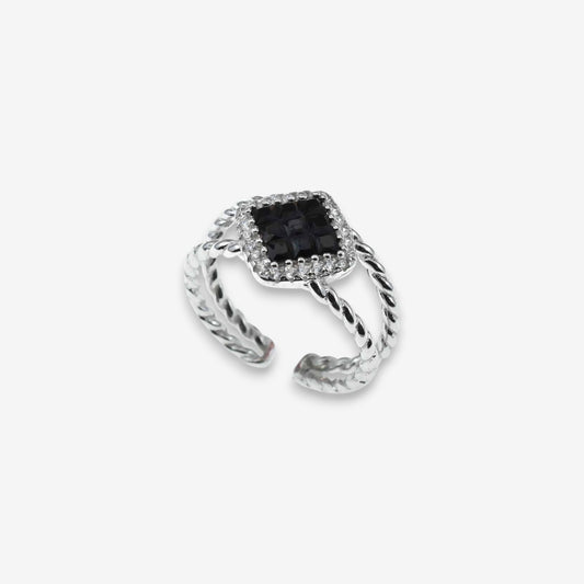 Anello Donna Rombo in Argento 925 Regolabile con zirconi