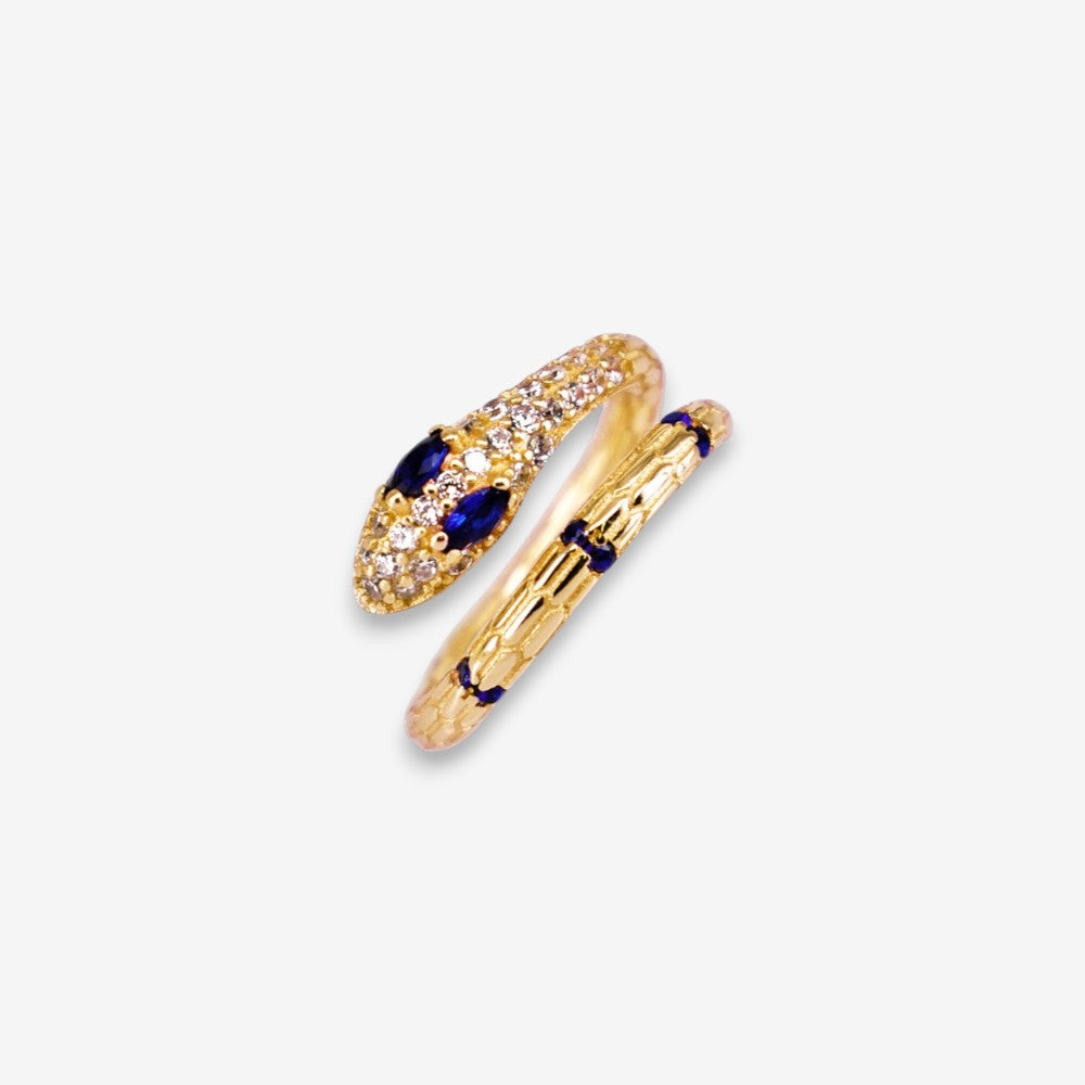 Anello Donna Serpente in Argento 925 Regolabile con zirconi