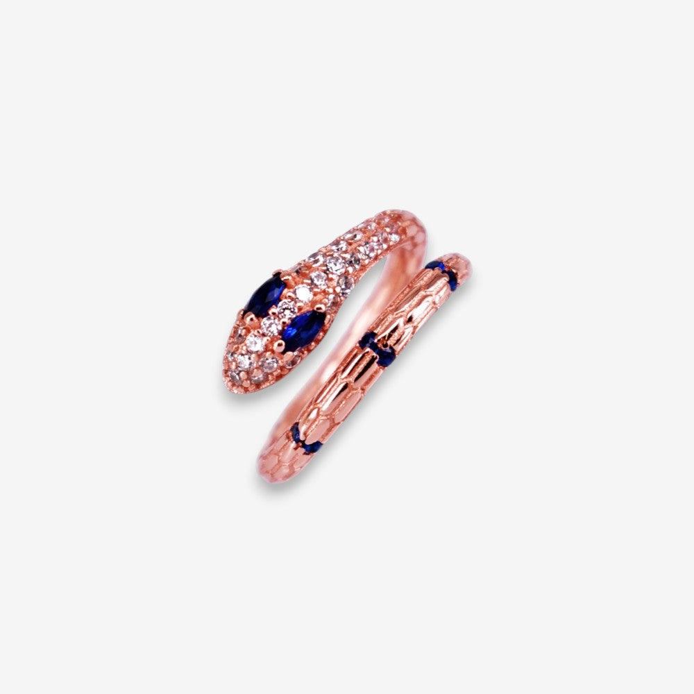 Anello Donna Serpente in Argento 925 Regolabile con zirconi