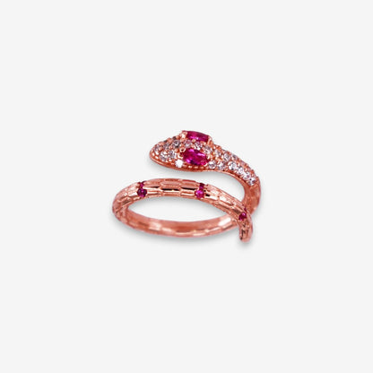 Anello Donna Serpente in Argento 925 Regolabile con zirconi