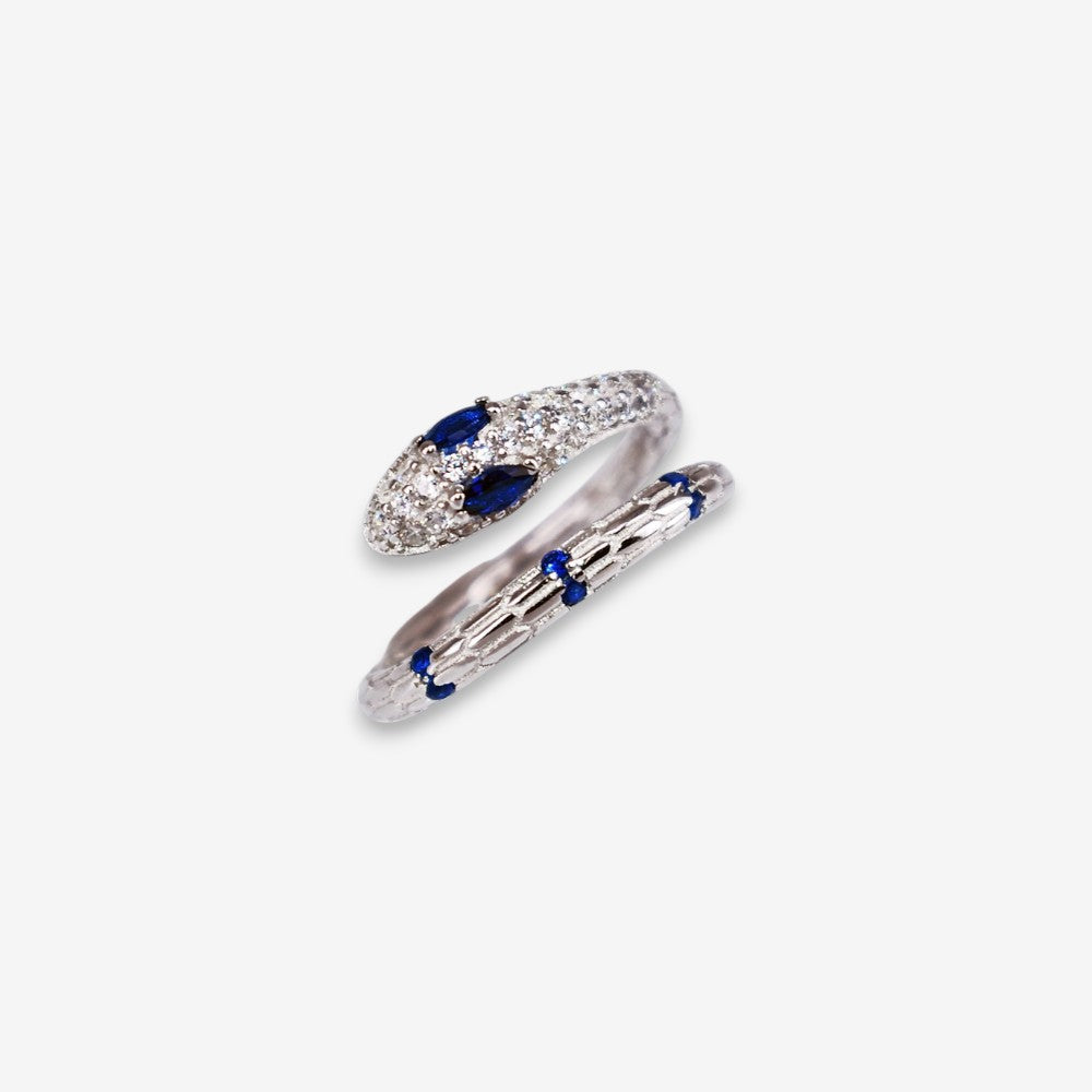 Anello Donna Serpente in Argento 925 Regolabile con zirconi