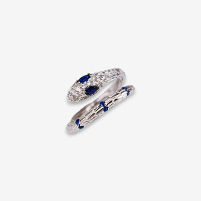 Anello Donna Serpente in Argento 925 Regolabile con zirconi