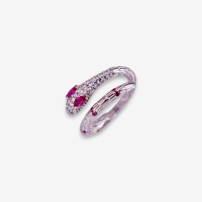Anello Donna Serpente in Argento 925 Regolabile con zirconi