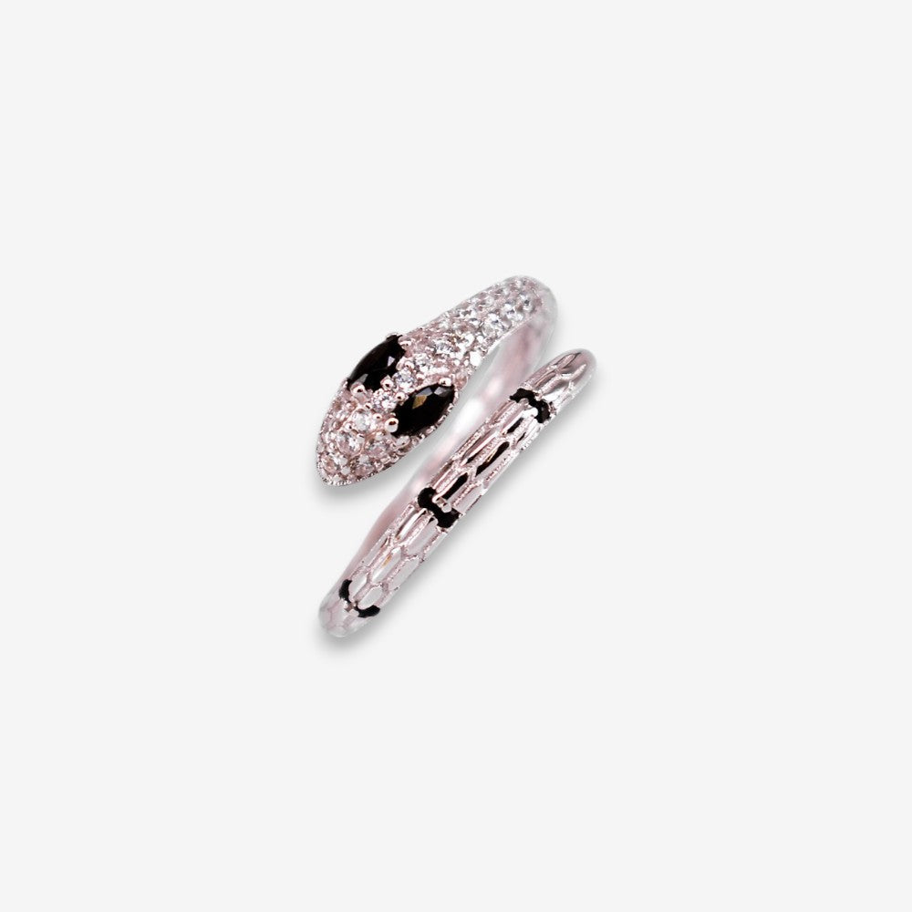 Anello Donna Serpente in Argento 925 Regolabile con zirconi
