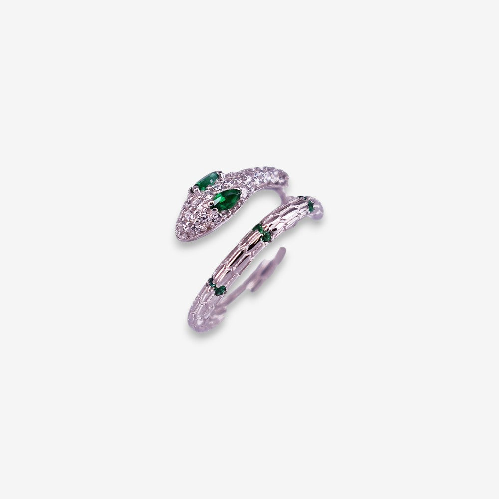 Anello Donna Serpente in Argento 925 Regolabile con zirconi