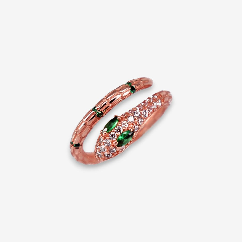 Anello Donna Serpente in Argento 925 Regolabile con zirconi