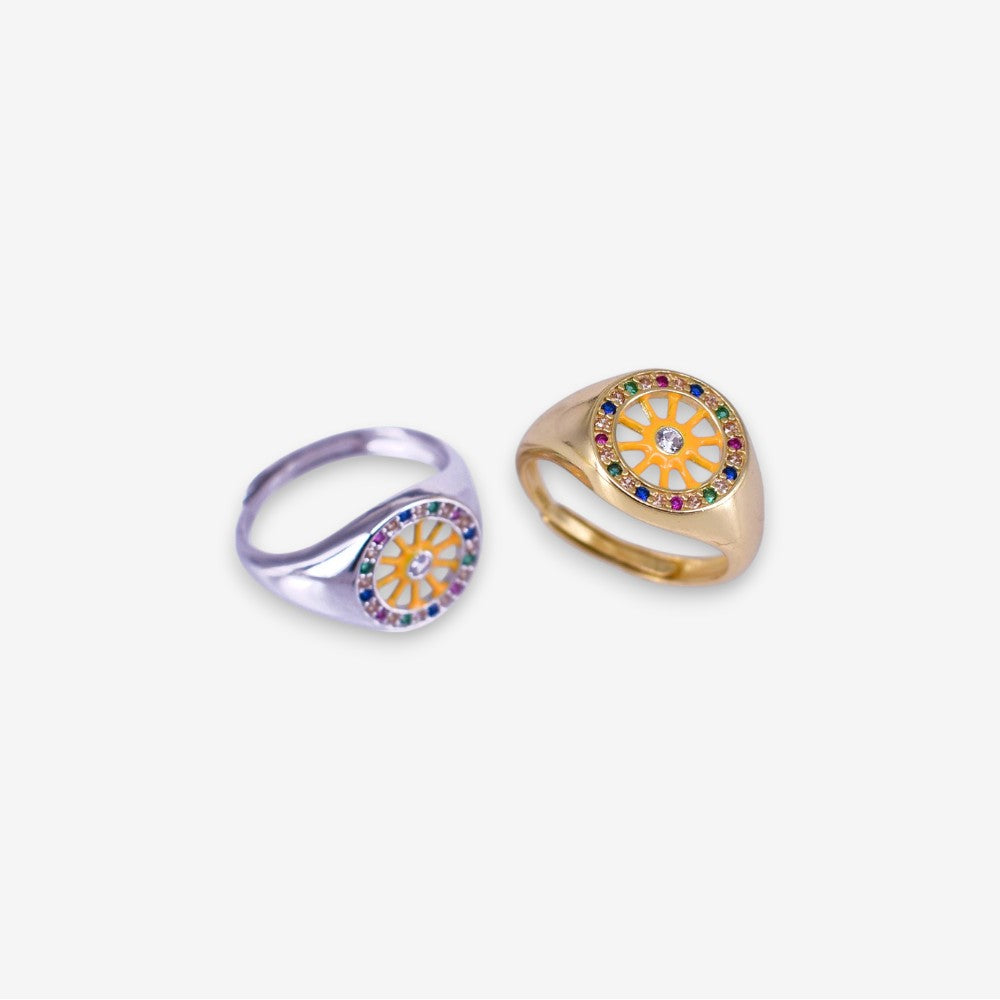 Anello Donna Sole in Argento 925 Regolabile con zirconi