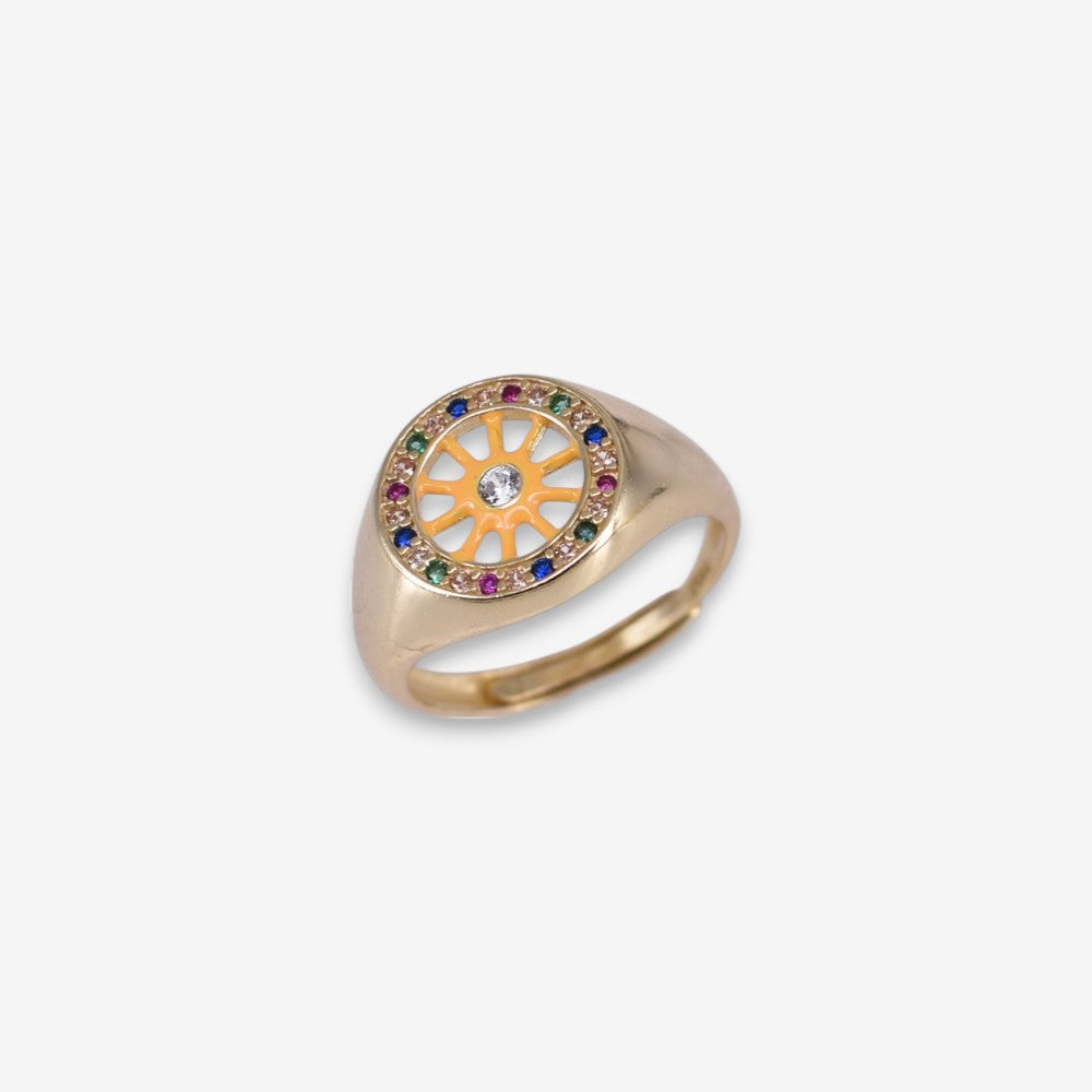 Anello Donna Sole in Argento 925 Regolabile con zirconi