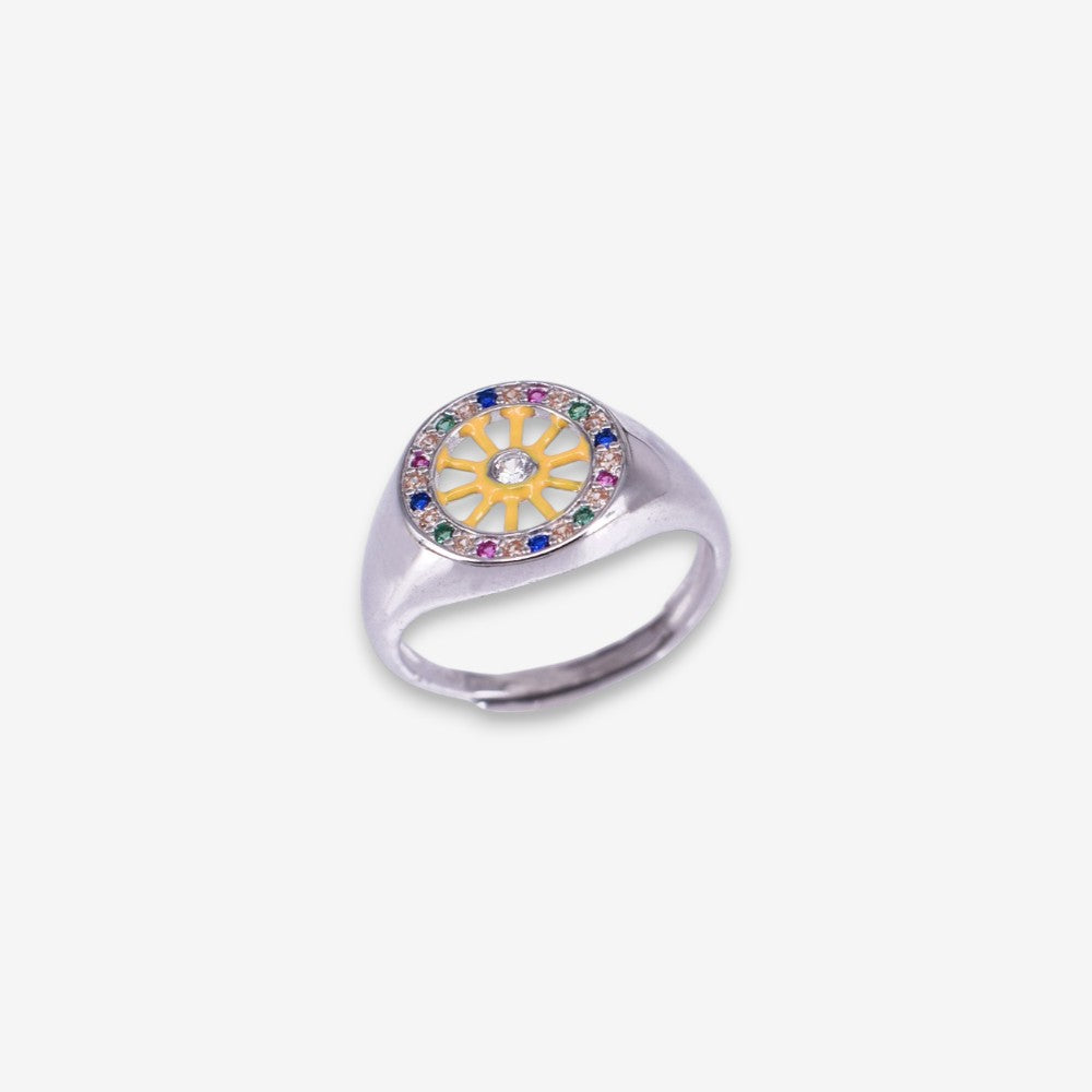 Anello Donna Sole in Argento 925 Regolabile con zirconi