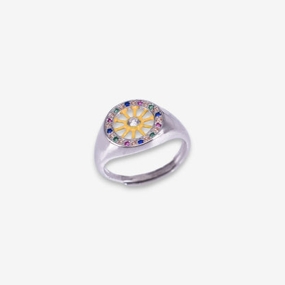 Anello Donna Sole in Argento 925 Regolabile con zirconi
