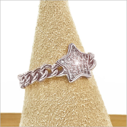 Anello Donna Stella in Argento 925 a catena groumette e zirconi