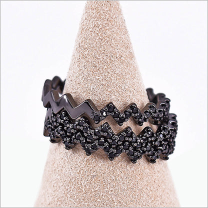 Anello Donna Zig Zag in Argento 925 con zirconi