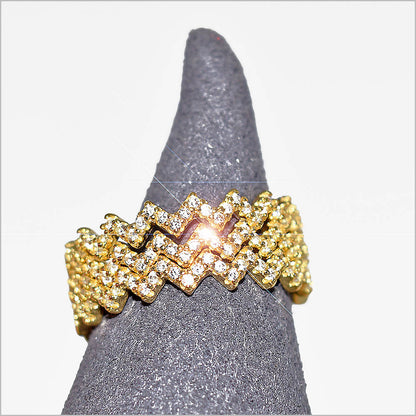 Anello Donna Zig Zag in Argento 925 con zirconi