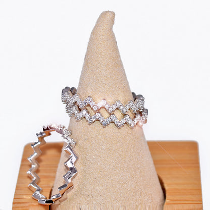Anello Donna Zig Zag in Argento 925 con zirconi