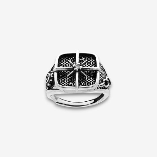 Anello Uomo Chevalier Quadrato in Argento 925 Regolabile