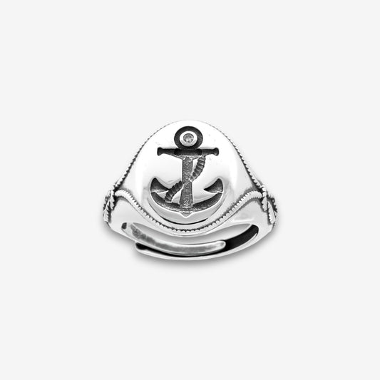 Anello Uomo Chevalier a scudo in Argento 925 Regolabile con zircone