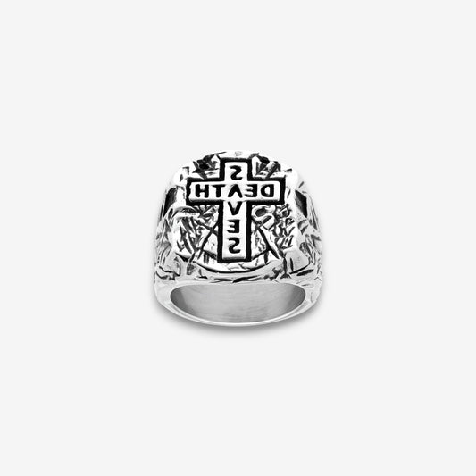 Anello Uomo Chevalier con croce in Acciaio Inox