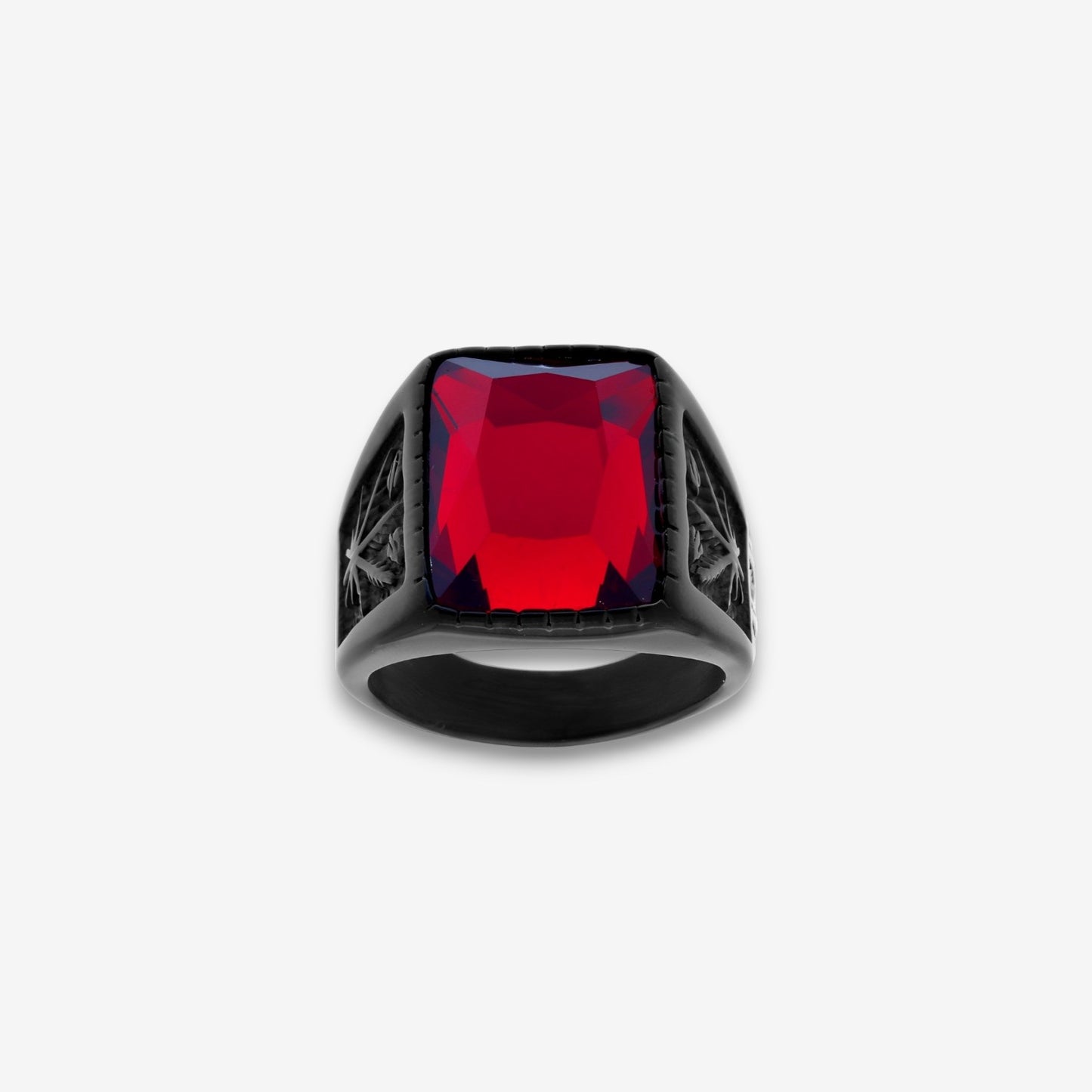 Anello Uomo Chevalier in Acciaio Inox con Pietra Rossa Rubino