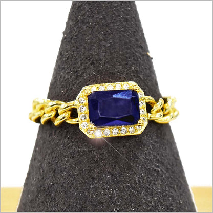 Anello Donna in Argento 925 a catena groumette con zircone rettangolare