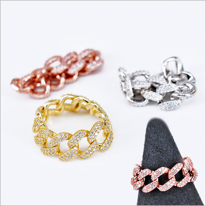 Anello Donna in Argento 925 a maglia groumette con zirconi
