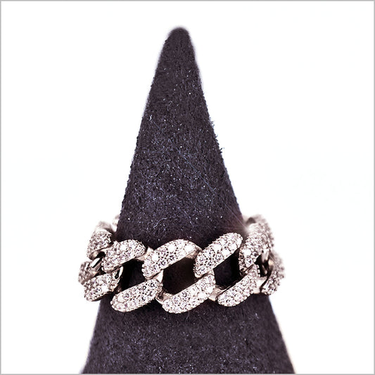 Anello Donna in Argento 925 a maglia groumette con zirconi