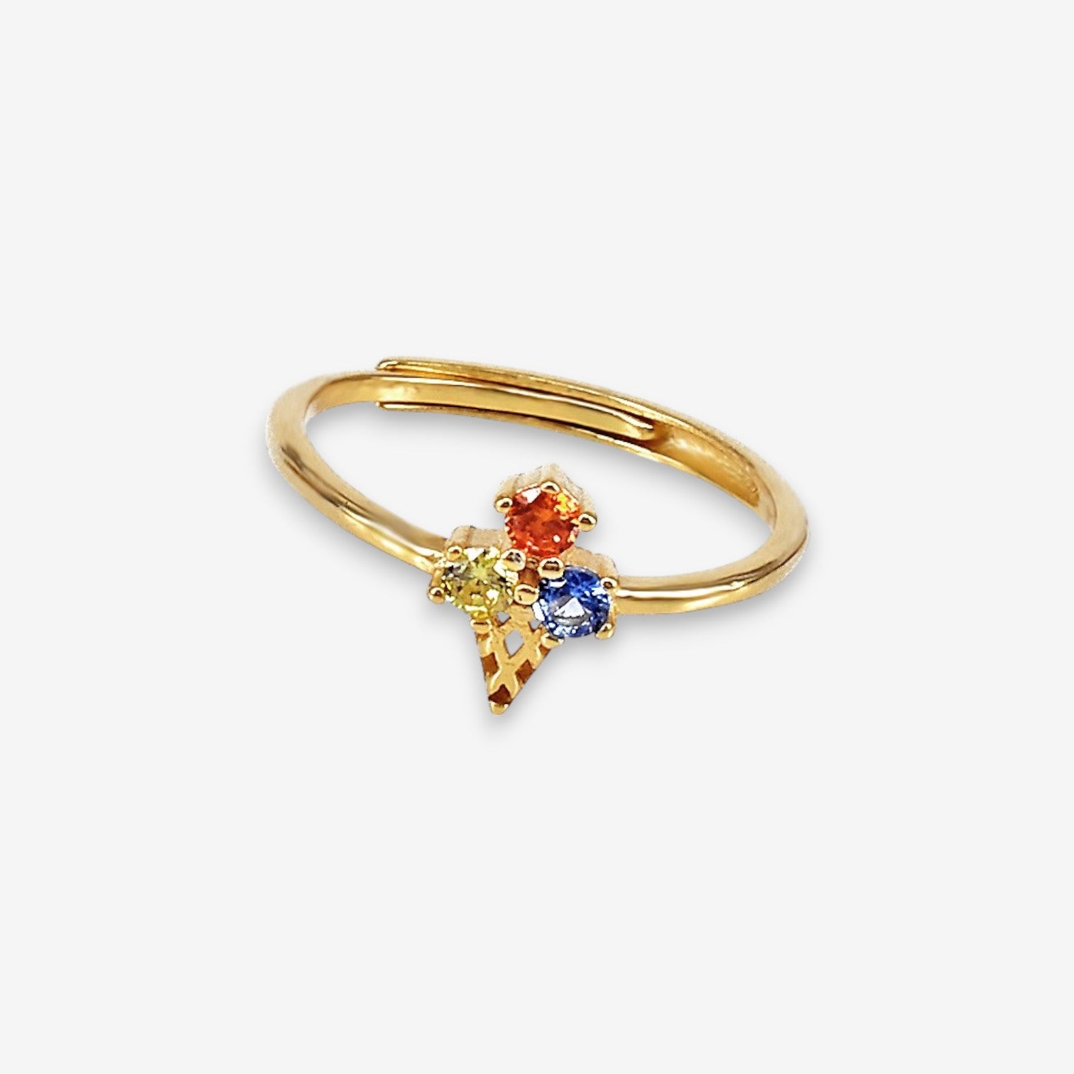 Anello Donna Cono gelato in Argento 925 Regolabile con zirconi