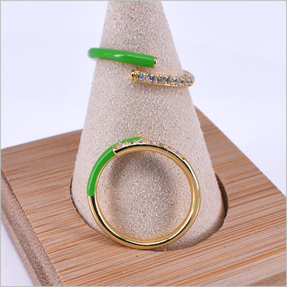 Anello Donna in Argento 925 Dorato Regolabile smaltato e con zirconi