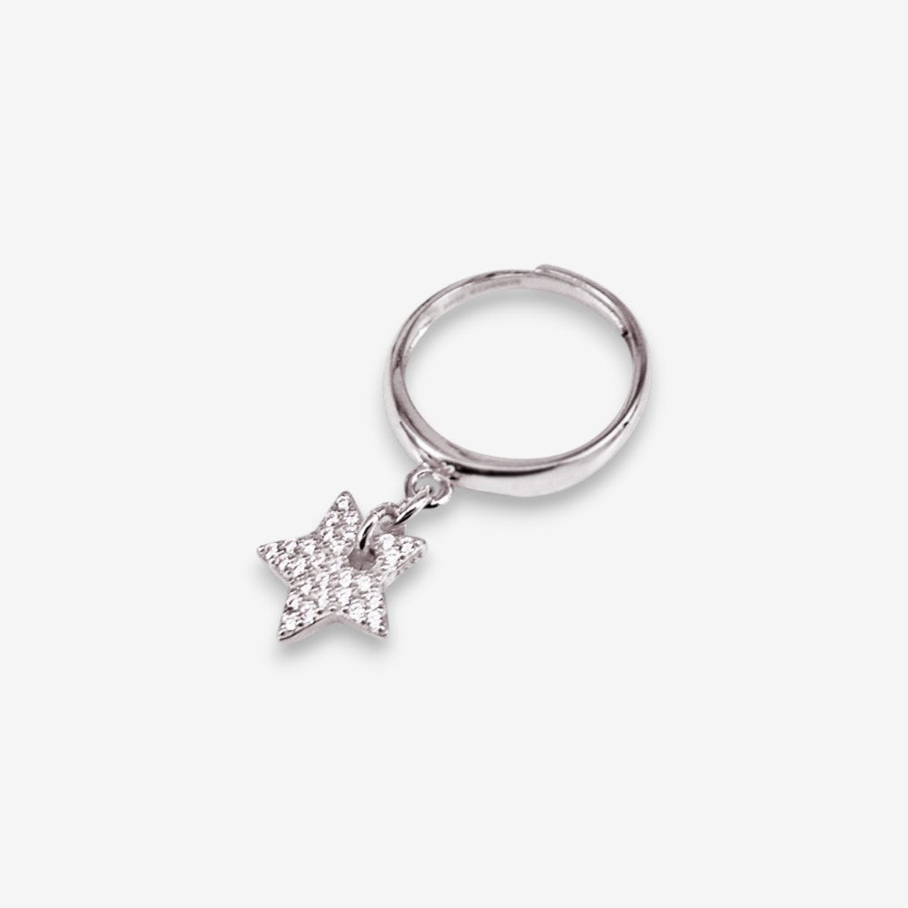 Anello Donna in Argento 925 Regolabile con pendente a Stella zirconata