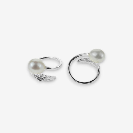 Anello Donna in Argento 925 con perla di fiume e piuma