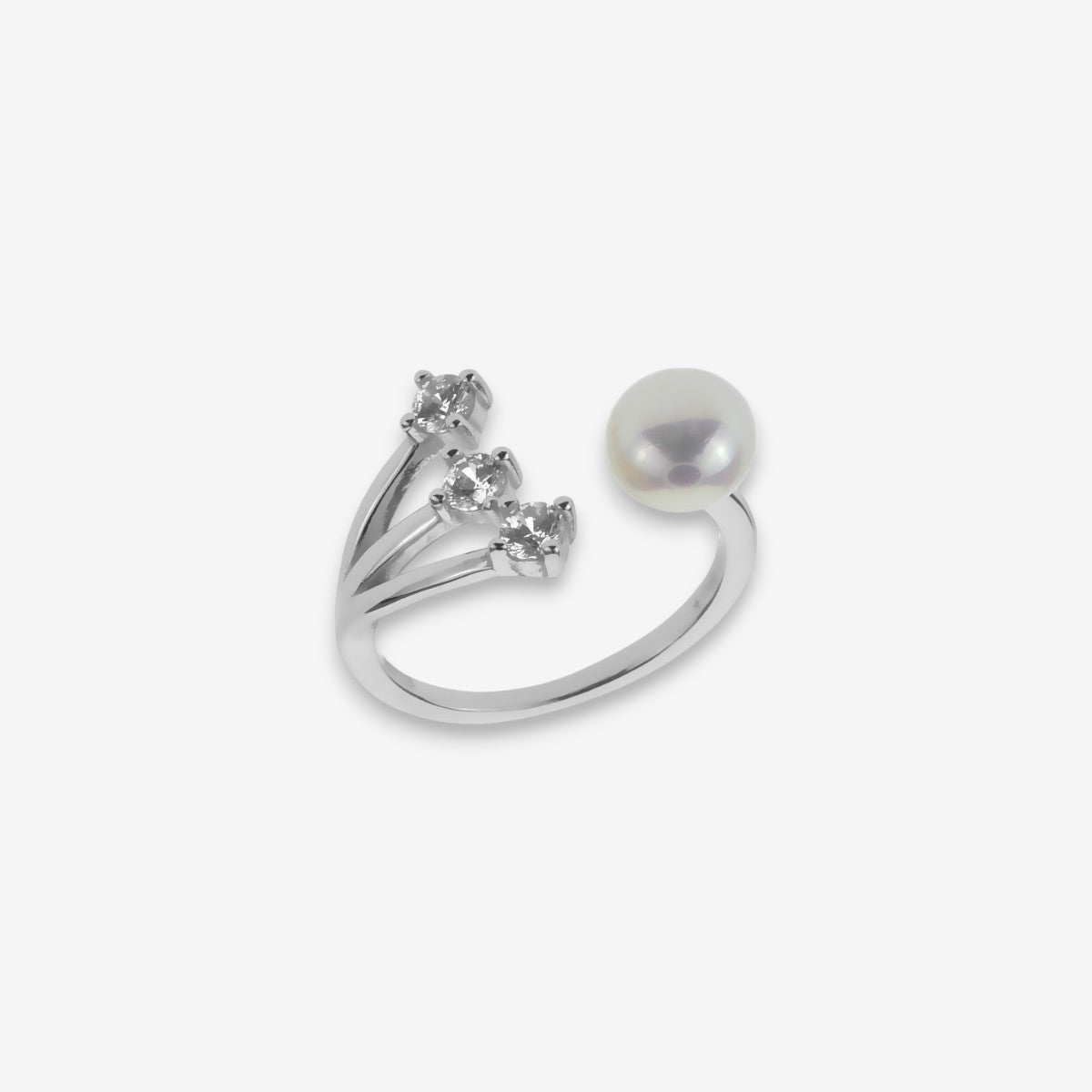 Anello Donna in Argento 925 con perle di fiume e zirconi