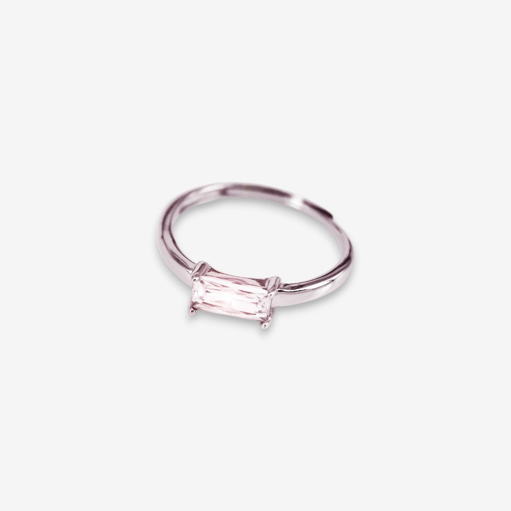 Anello Donna in Argento 925 Regolabile con zircone rettangolare