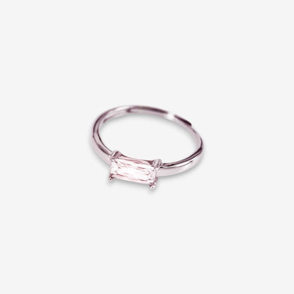 Anello Donna in Argento 925 Regolabile con zircone rettangolare