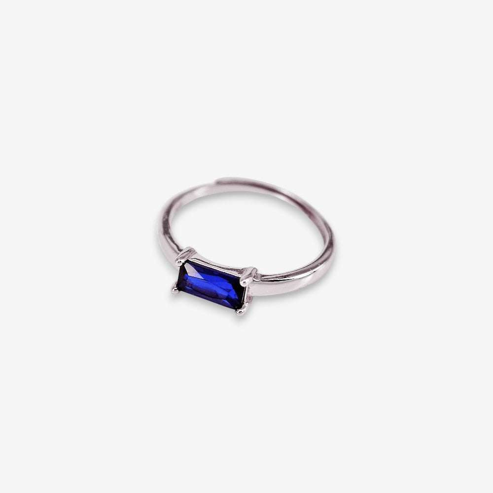 Anello Donna in Argento 925 Regolabile con zircone rettangolare