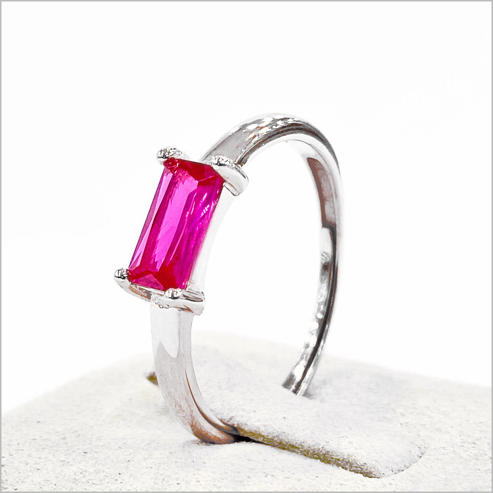 Anello Donna in Argento 925 Regolabile con zircone rettangolare
