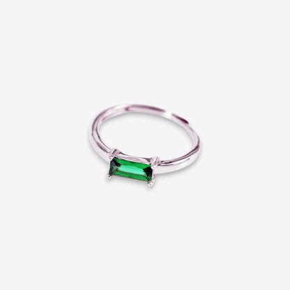 Anello Donna in Argento 925 Regolabile con zircone rettangolare