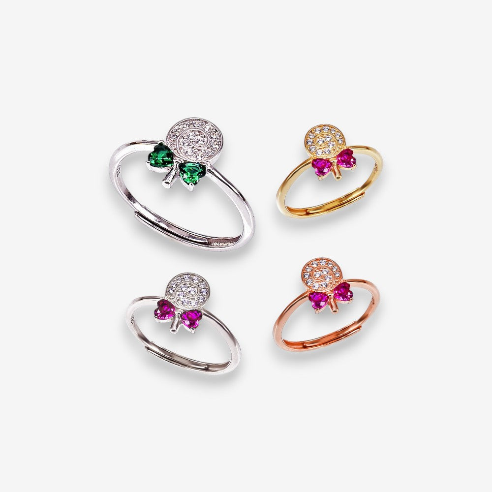 Anello Donna lecca lecca in Argento 925 Regolabile con zirconi