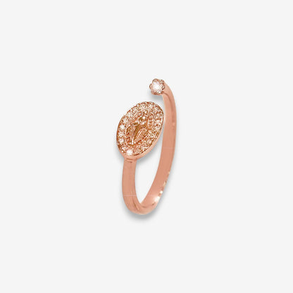 Anello Donna Madonnina placcato Oro Rosa con zirconi