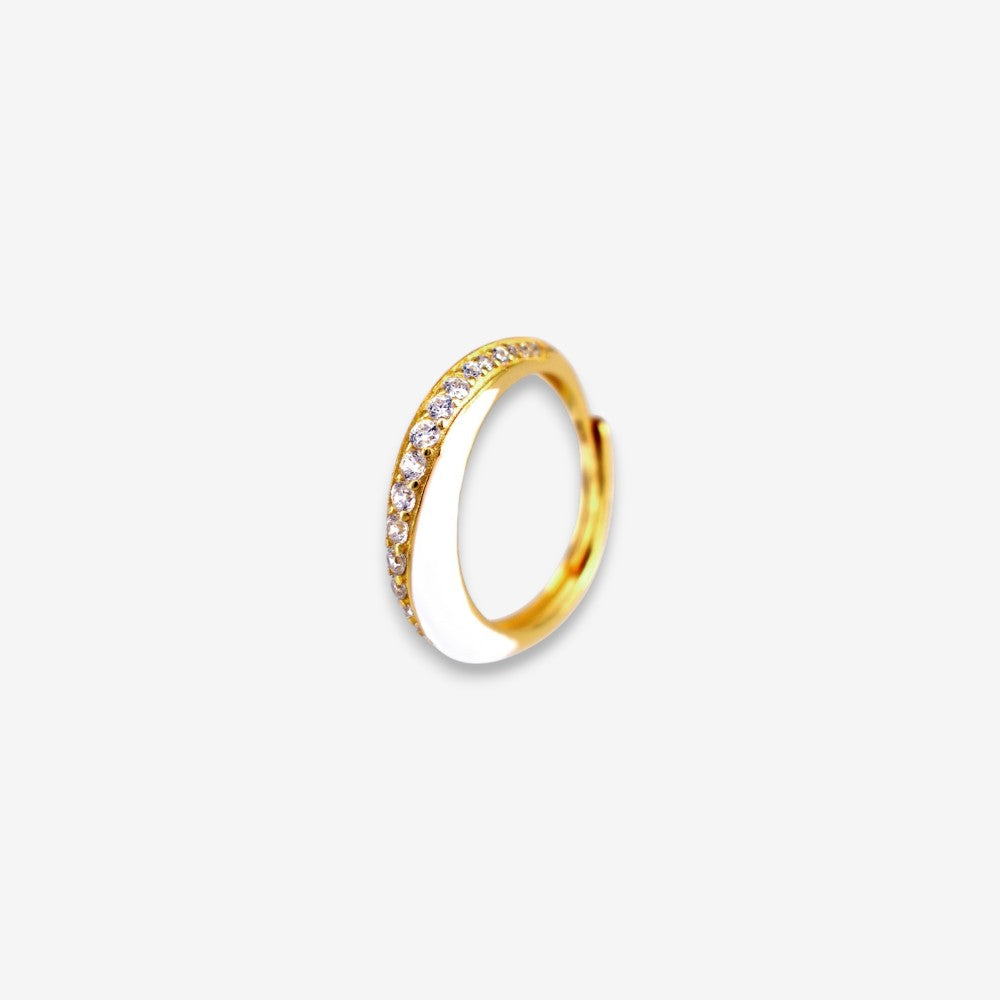 Anello Donna smaltato in Argento 925 Regolabile dorato con zirconi