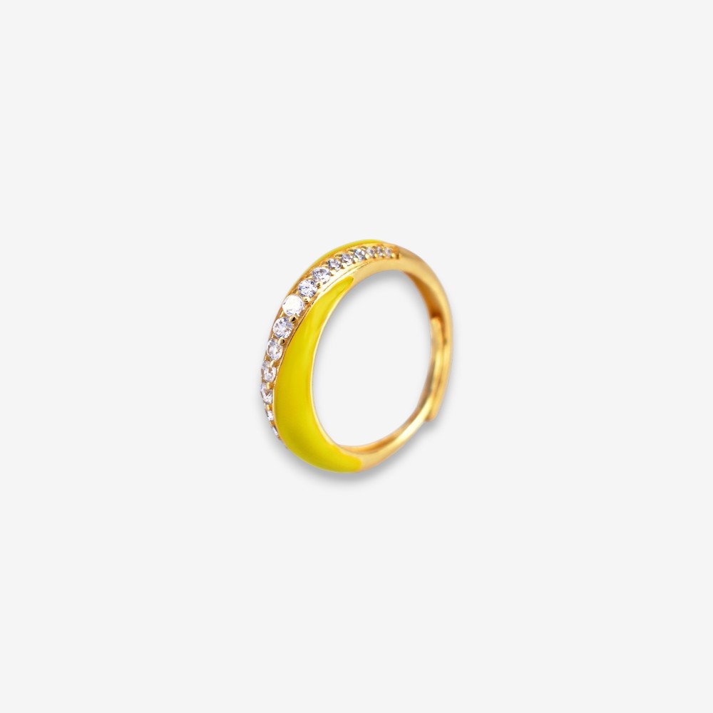 Anello Donna smaltato in Argento 925 Regolabile dorato con zirconi