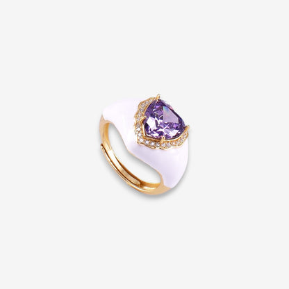 Anello Donna smaltato in Argento 925 Regolabile con zircone a cuore