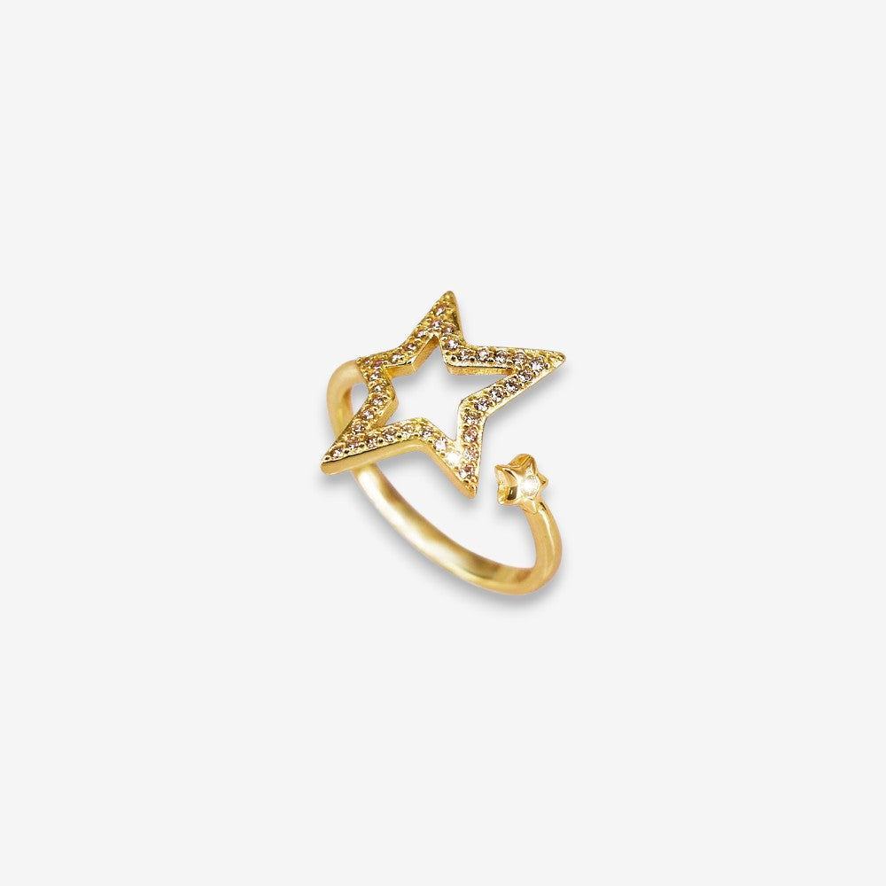 Anello Donna in Argento 925 con stella vuota e zirconi