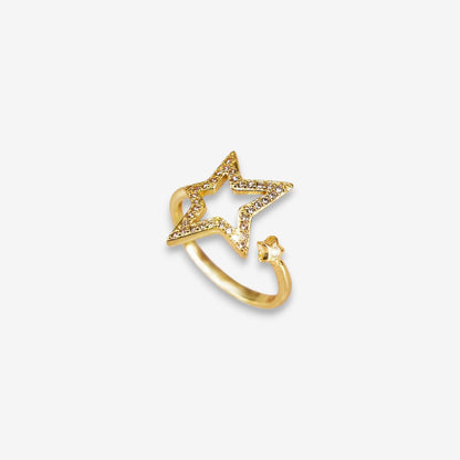 Anello Donna in Argento 925 con stella vuota e zirconi