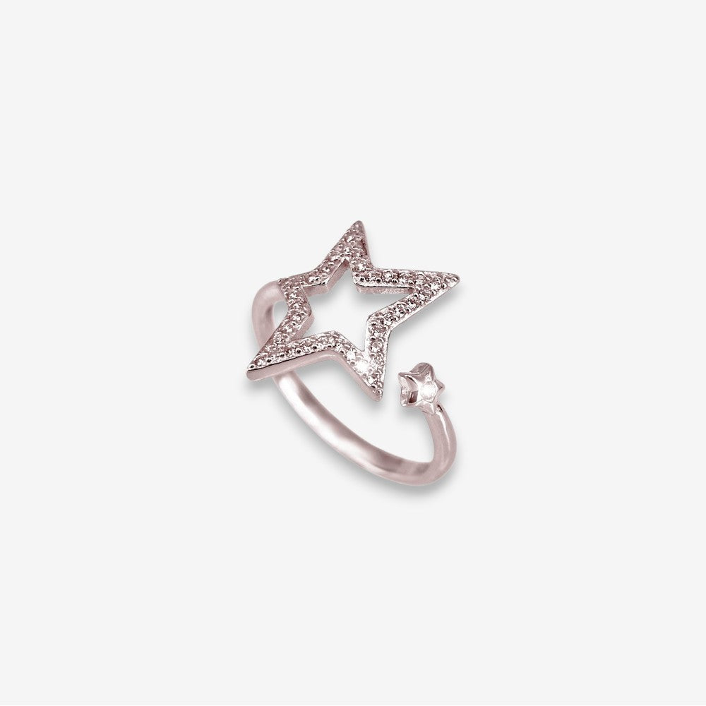 Anello Donna in Argento 925 con stella vuota e zirconi