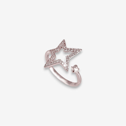 Anello Donna in Argento 925 con stella vuota e zirconi