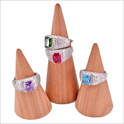 Anello Donna zirconato in Argento 925 con punto luce rettangolare