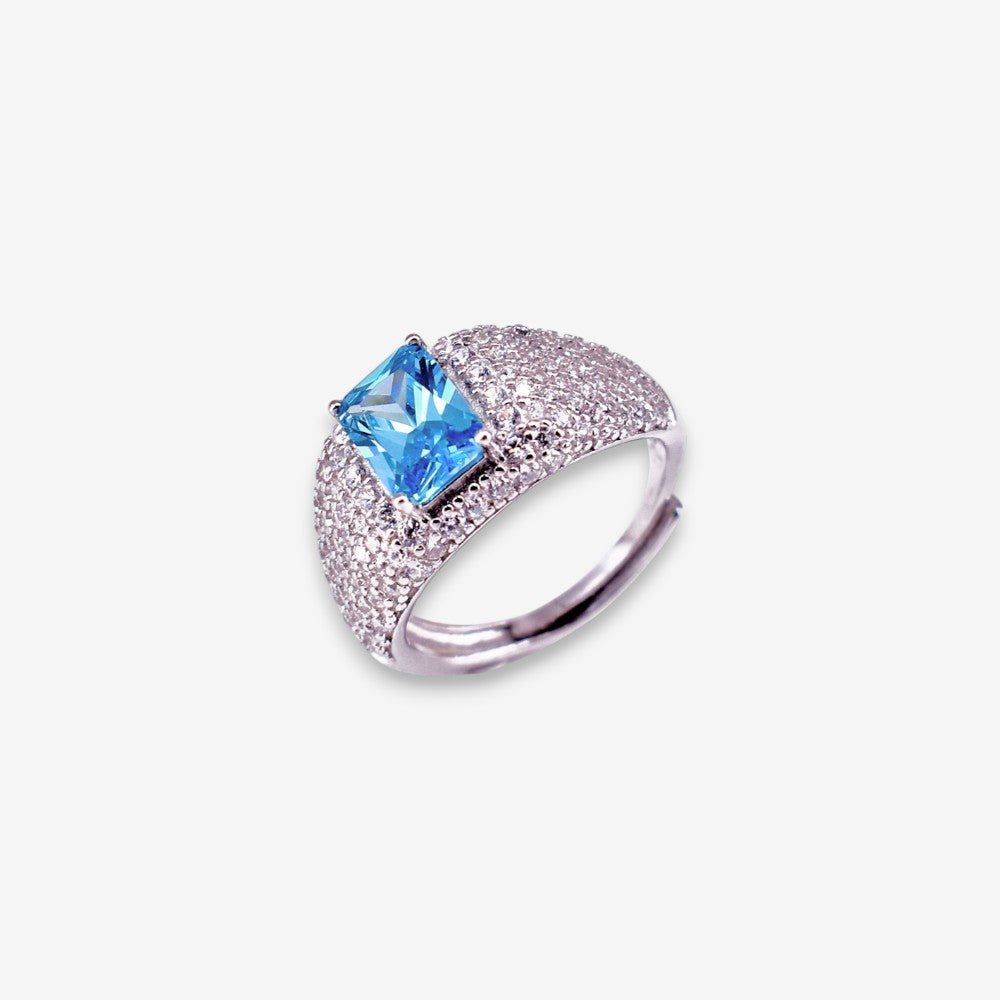 Anello Donna zirconato in Argento 925 con punto luce rettangolare